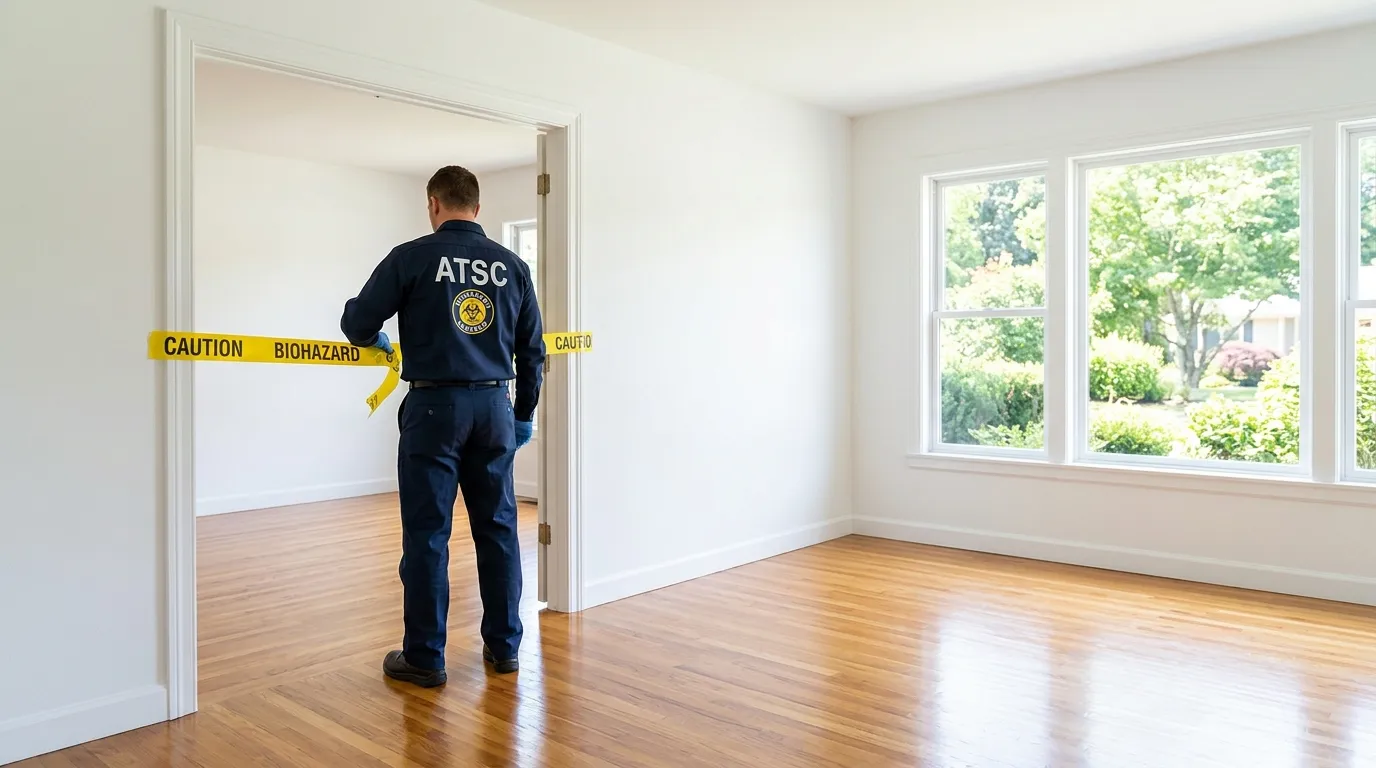 Certified biohazard cleanup crew performing Decomposition Cleanup in Kingsland